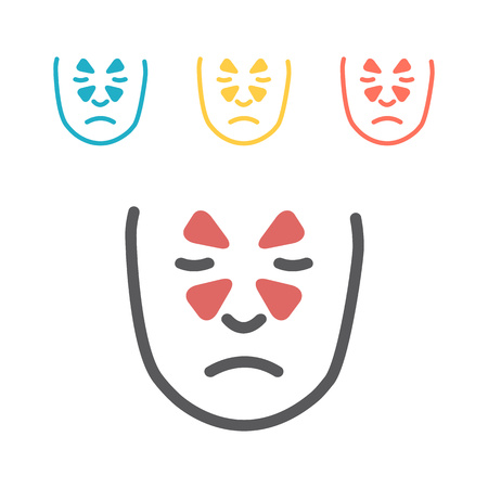 Sinusitis. Line icons set. Vector signs for web graphics.のイラスト素材
