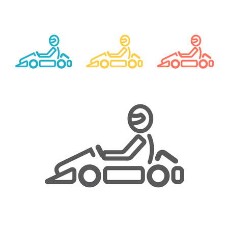 Vector line karting logo and symbol. Go kart label and badge.のイラスト素材