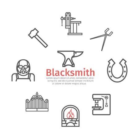 Blacksmith icons set. Vector signs for web graphicsのイラスト素材