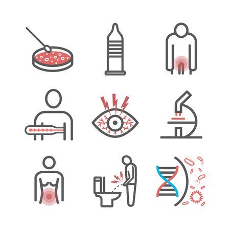 Chlamydia infection line icon. Vector signs for web graphics.のイラスト素材