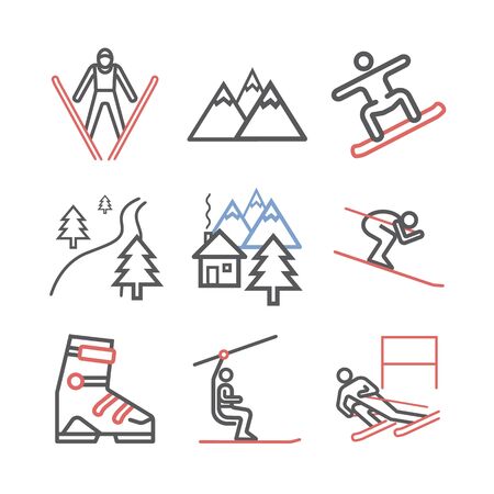 Ski resort icons. line icon. Vector sports signs.のイラスト素材