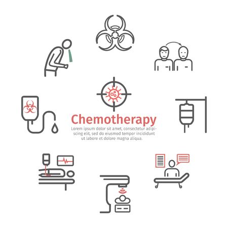 Chemotherapy line icons set. Vector signs for web graphics.のイラスト素材