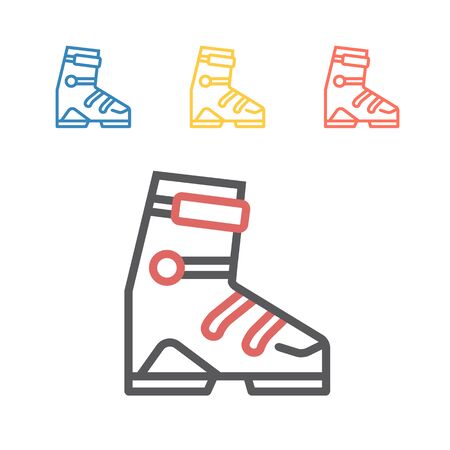 Ski sports boot line icons. Vector signs for web graphics.のイラスト素材