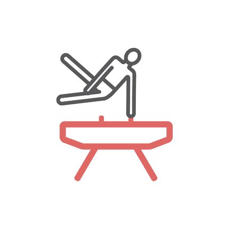 Sports gymnast on log line icon. Vector signs for web graphicsのイラスト素材