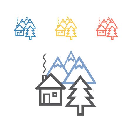 mountain house line icon. Vector signs for web graphicsのイラスト素材