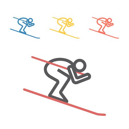 Downhill skiing line icon. Vector signs for web graphics.のイラスト素材