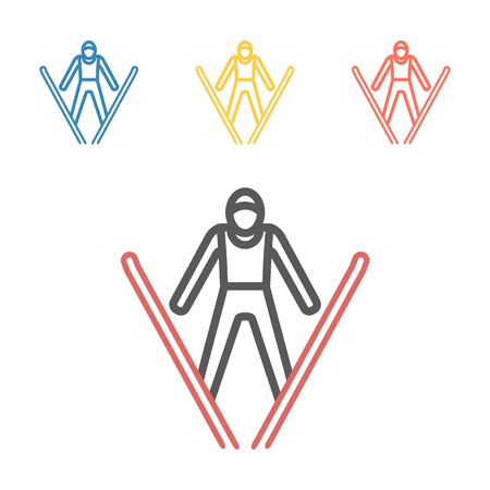 Jumping skier line icon. Vector signs for web graphicsのイラスト素材