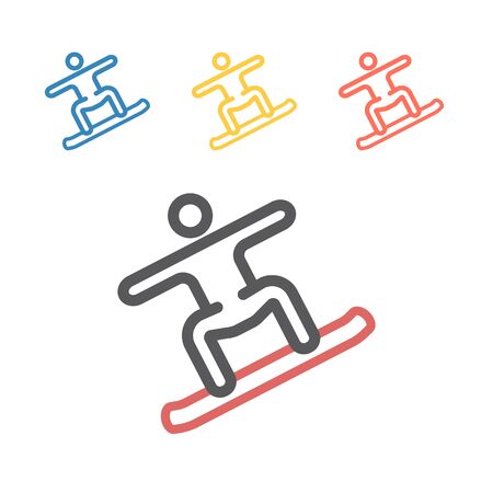 Man snowboarding line icon for web, mobile and infographics. Vector dark grey icon isolated on light grey background.のイラスト素材