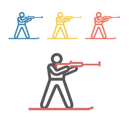 Biathlon line icon. Winter game. Vector signs for web graphicsのイラスト素材