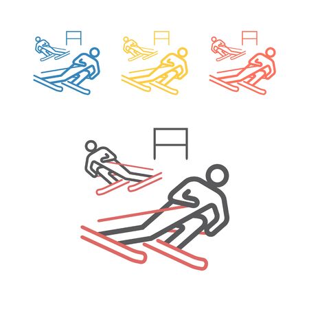 Downhill skiing line icon. Vector signs for web graphics.のイラスト素材