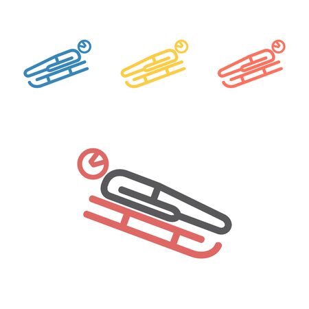 Luge sport. Line icon. Vector signs for web graphics.のイラスト素材