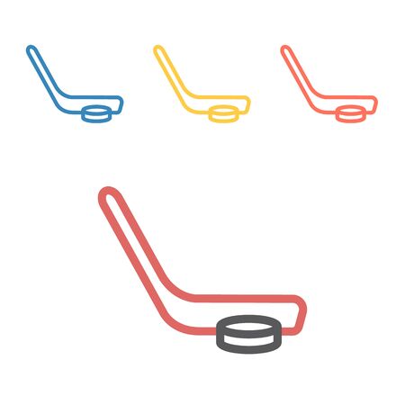 Hockey Stick And Puck line icon. Vector signs for web graphicsのイラスト素材