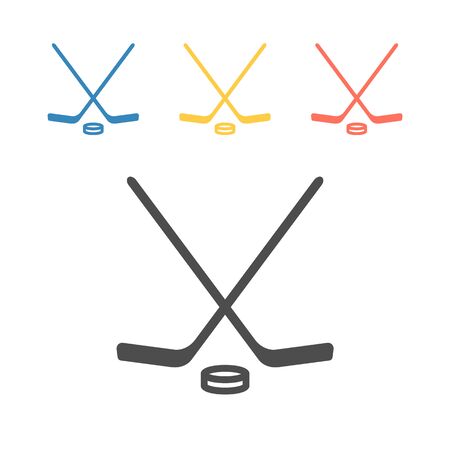 Hockey Stick And Puck line icon. Vector signs for web graphicsのイラスト素材
