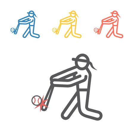 Softball line icon. Vector sport signs for web graphicsのイラスト素材