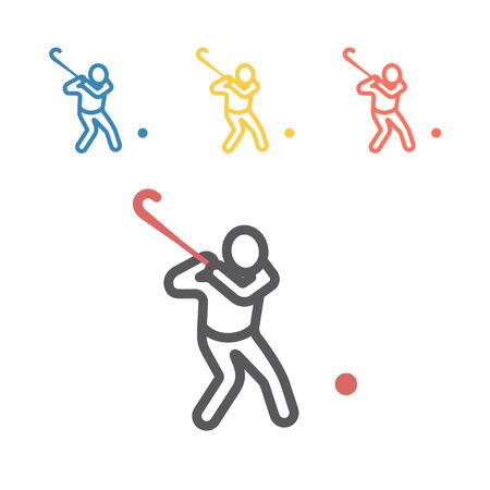 Field Hockey player line icon. Vector signs for web graphicsのイラスト素材