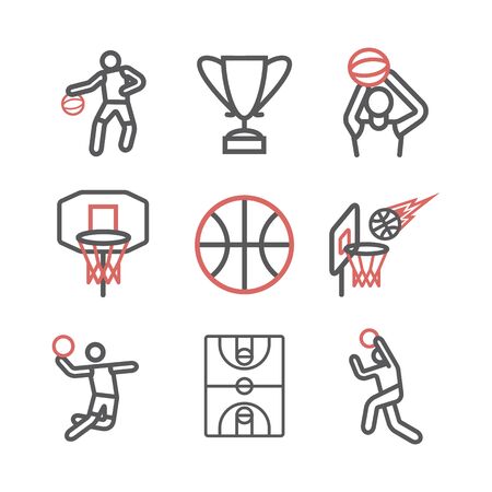 Basketball line icons. Vector signs for web graphics.のイラスト素材
