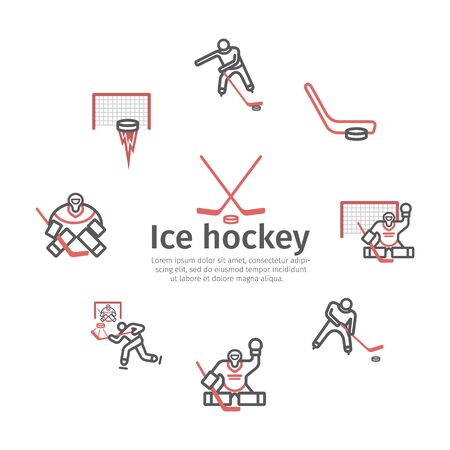 Ice hockey banner. Line icon. Vector signs for web graphics.のイラスト素材
