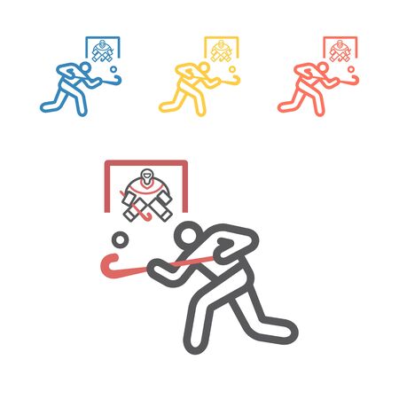 Field Hockey player line icon. Vector signs for web graphicsのイラスト素材