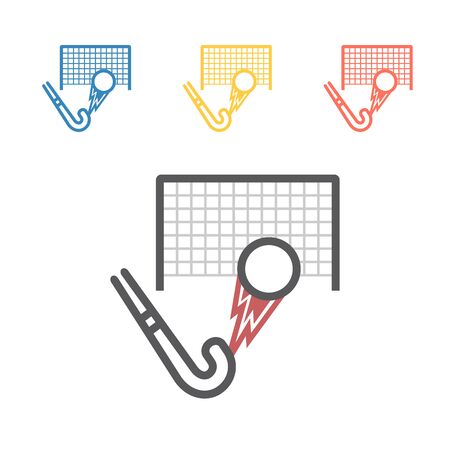 Field Hockey Stick with ball line icon. Vector signs for web graphicsのイラスト素材