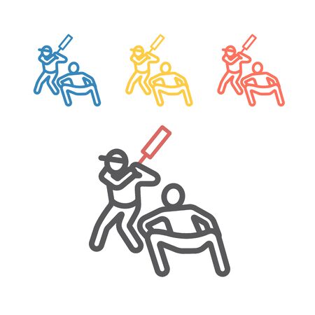 Cricket player line icon. Vector sport signs for web graphics.のイラスト素材