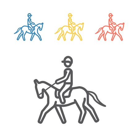 Horse rider line icon. Vector sport signs for web graphicsのイラスト素材