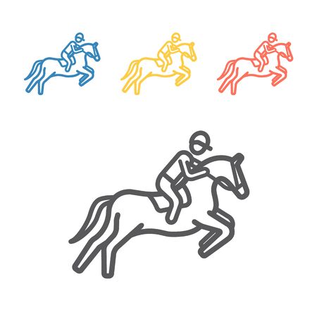 Horse rider line icon. Vector sport signs for web graphics.のイラスト素材