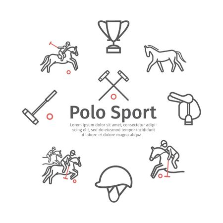 Polo sport banner line icons. Horseback. Vector signs for web graphics.のイラスト素材