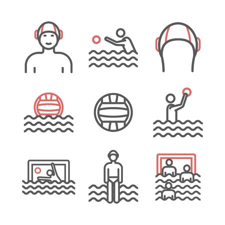 Water polo line icons. Vector sports signsのイラスト素材