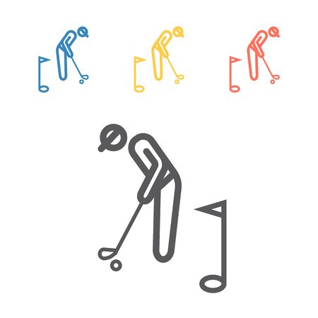Golf player line icon. Vector signs for web graphicsのイラスト素材