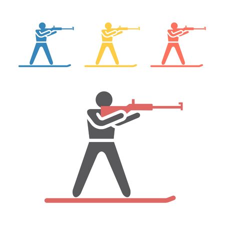 Biathlon flat icon. Winter game. Vector signs for web graphicsのイラスト素材