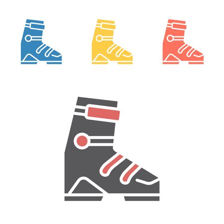 Ski sports boot icons. Vector signs for web graphics.のイラスト素材