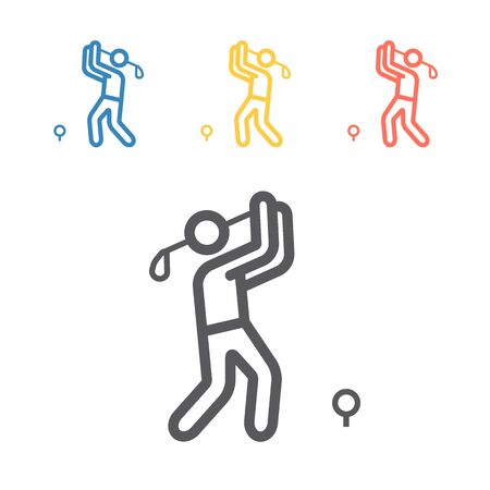 Golf player line icon. Vector signs for web graphicsのイラスト素材