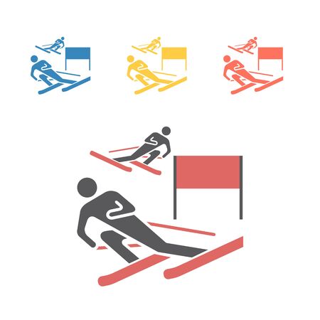 Downhill skiing icon. Vector signs for web graphics.のイラスト素材