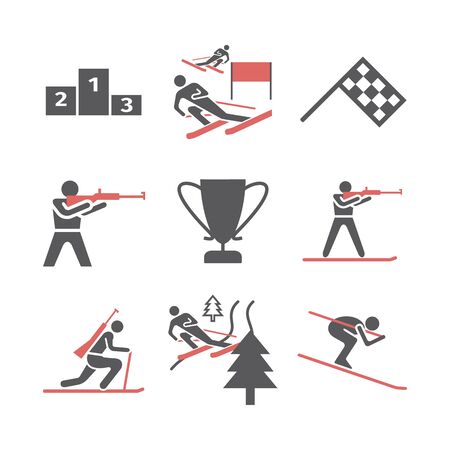 Biathlon flat icon. Vector signs for web graphics.のイラスト素材