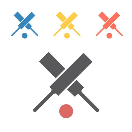 Crossed cricket bats with ball. Vector sport signs for web graphics.のイラスト素材