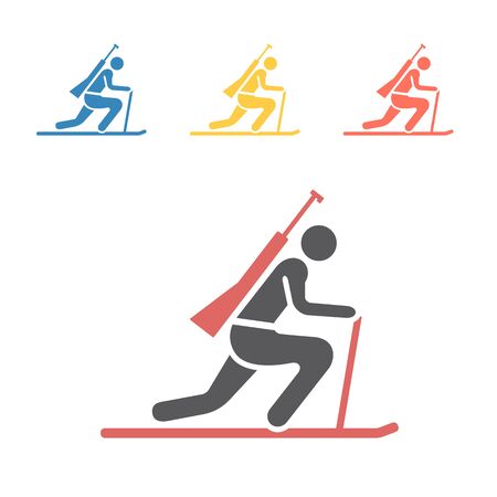 Biathlon flat icon. Winter game. Vector signs for web graphicsのイラスト素材