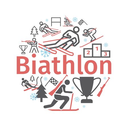 Biathlon banner. Line icon. Vector signs for web graphics.のイラスト素材