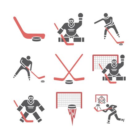Ice hockey icons. Vector signs for web graphics.のイラスト素材