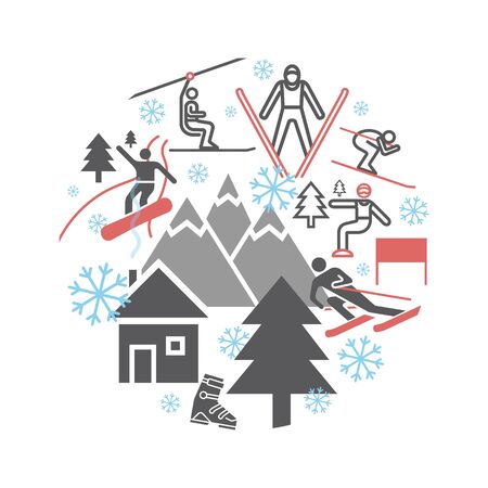 Ski resort banner. Line icon. Vector sports signs.のイラスト素材