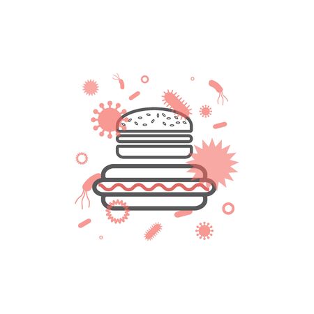Food microbes line icons. Vector signs for web graphicsのイラスト素材