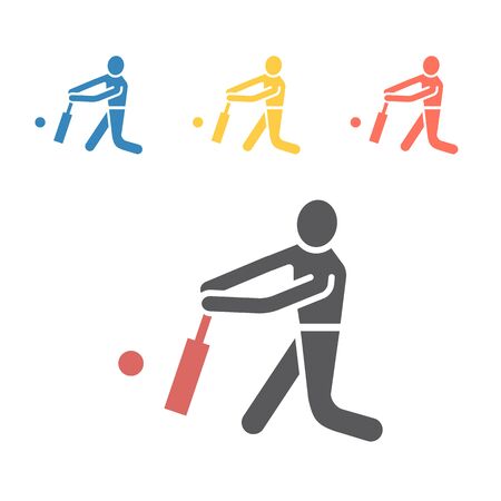 Cricket player icon. Vector sport signs for web graphics.のイラスト素材