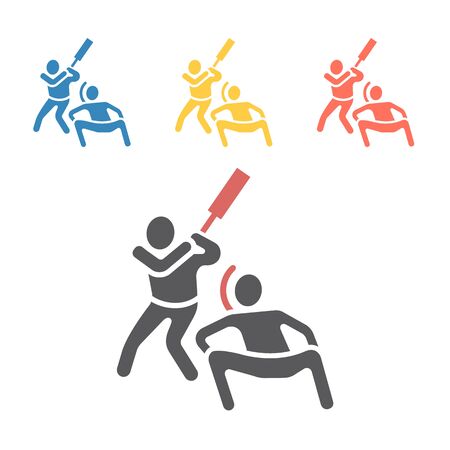 Cricket player icon. Vector sport signs for web graphicsのイラスト素材