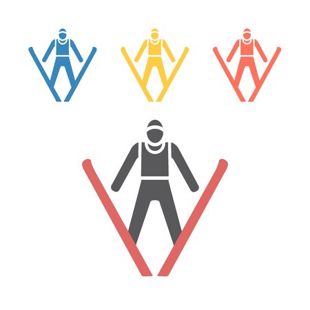 Jumping skier icon. Vector signs for web graphicsのイラスト素材