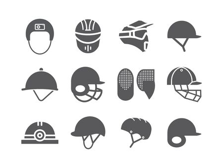 Helmet set icons. Vector signs for web graphics.のイラスト素材