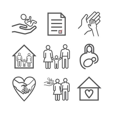Adoption line icons set. Vector signs for web graphicsのイラスト素材