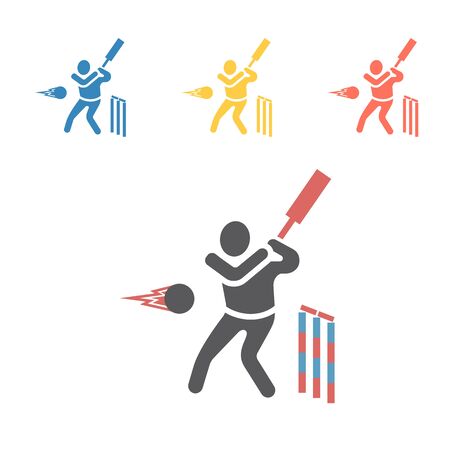 Cricket player icon. Vector sport signs for web graphics.のイラスト素材