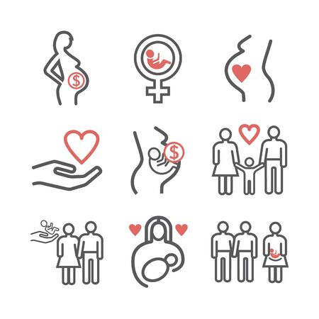 Surrogacy line icons set. Vector signs for web graphicsのイラスト素材