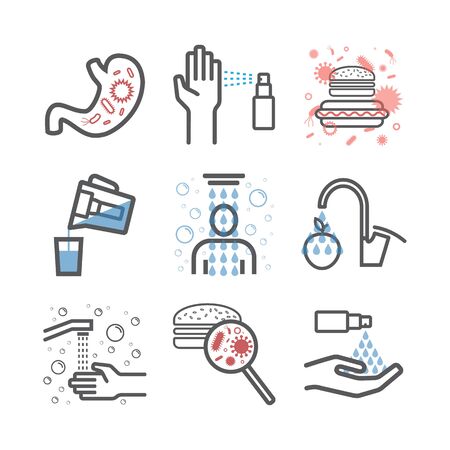 Hygiene line icons set. Vector signs for web graphics.のイラスト素材