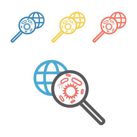 Virus illustration with earth globe. Global pandemic health warning concept. coronavirus virus.のイラスト素材