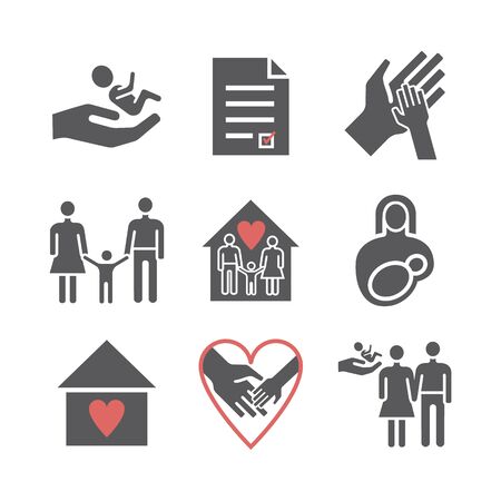 Adoption icons set. Vector signs for web graphicsのイラスト素材